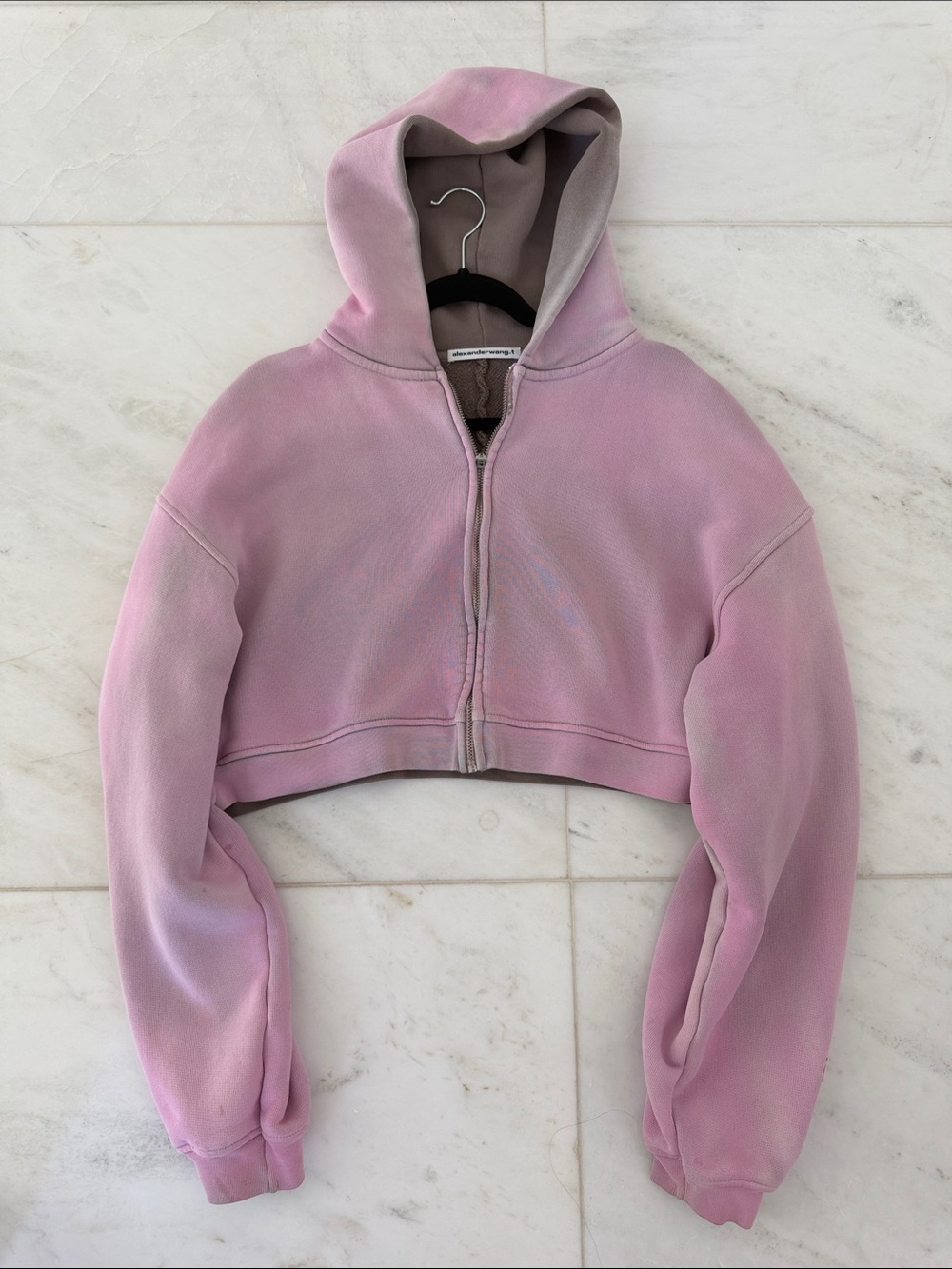 Alexander Wang Pink Cropped Zip Hoodie